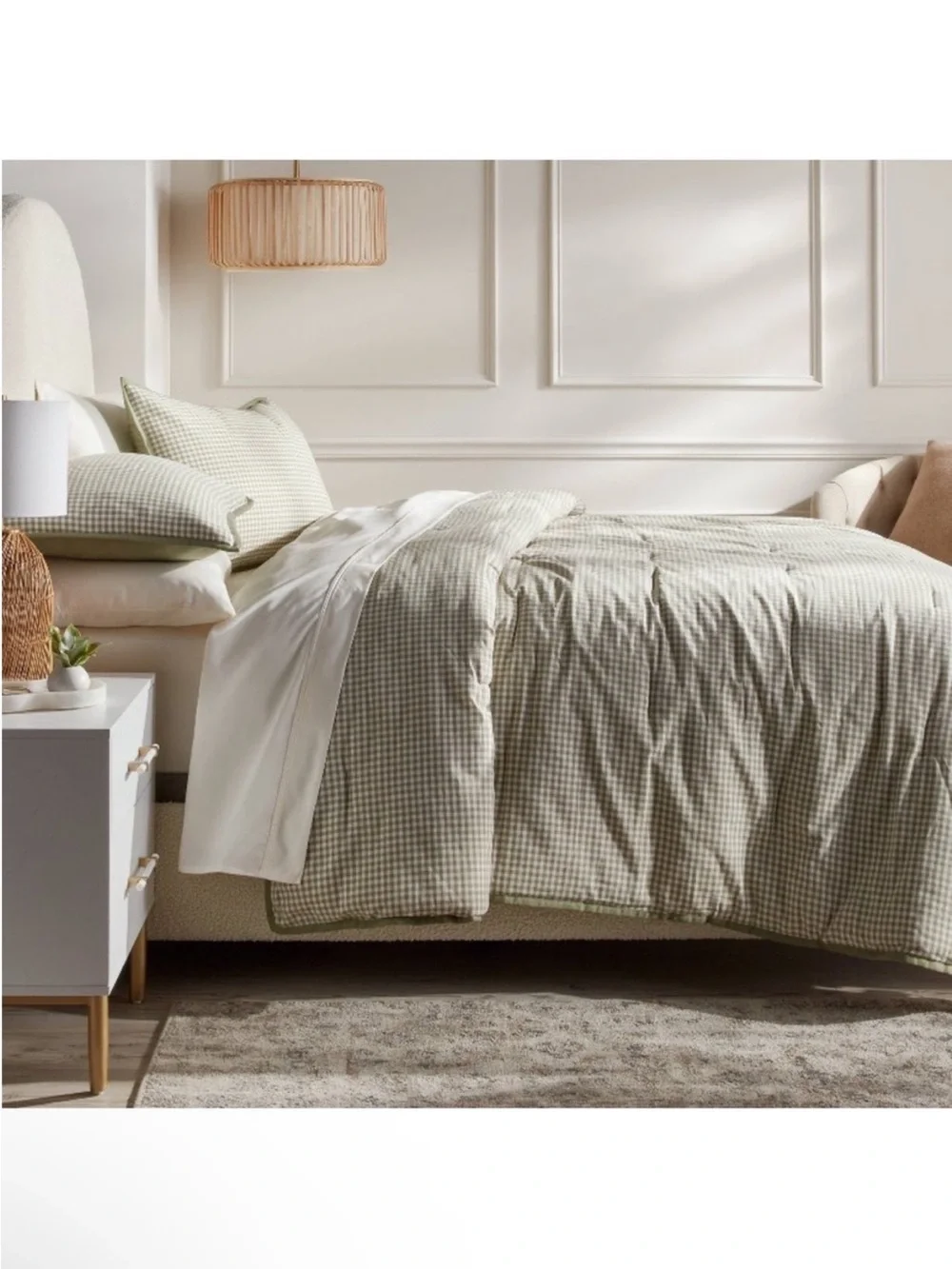 NWT King Mini Gingham Comforter and Sham Set Moss Green - Threshold
